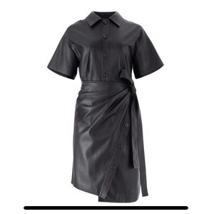 GOEN Leather Wrap Dress, Small